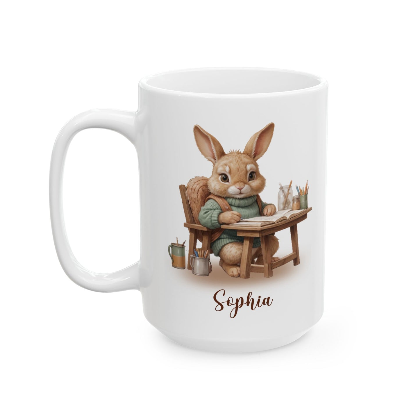 Personalized Bunny Student Mug – Back to School Gift for Kids