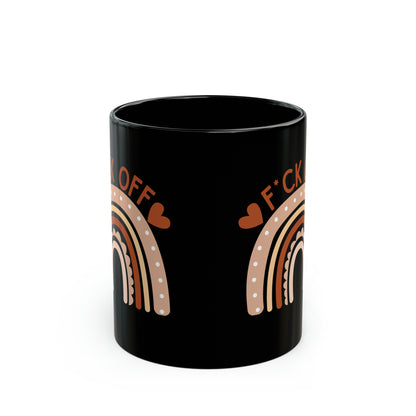 F*ck Off Funny Mug – Boho Rainbow Coffee Cup Black Ceramic