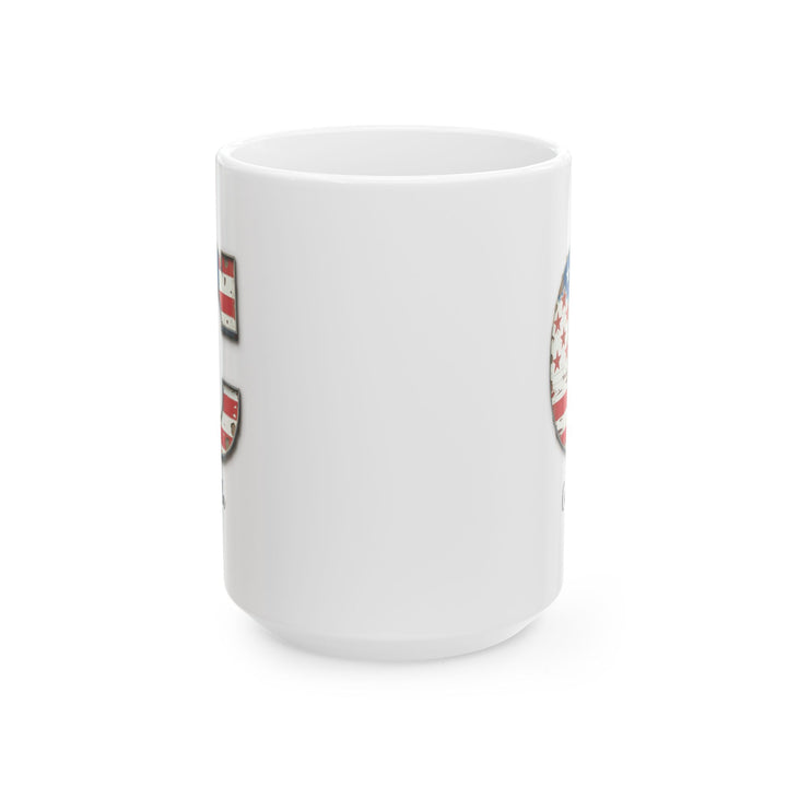 Mug - Patriotic American Flag Letter C with Kevin Name - Vintage Red, White, and Blue Design