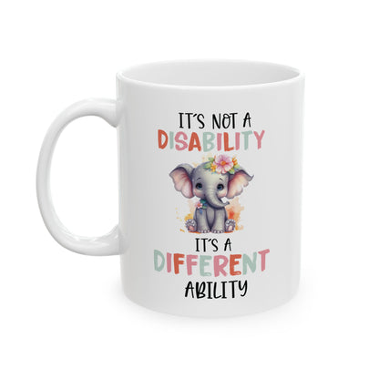 Different Ability Elephant Mug – Motivational Coffee Cup for Supporters and Advocates