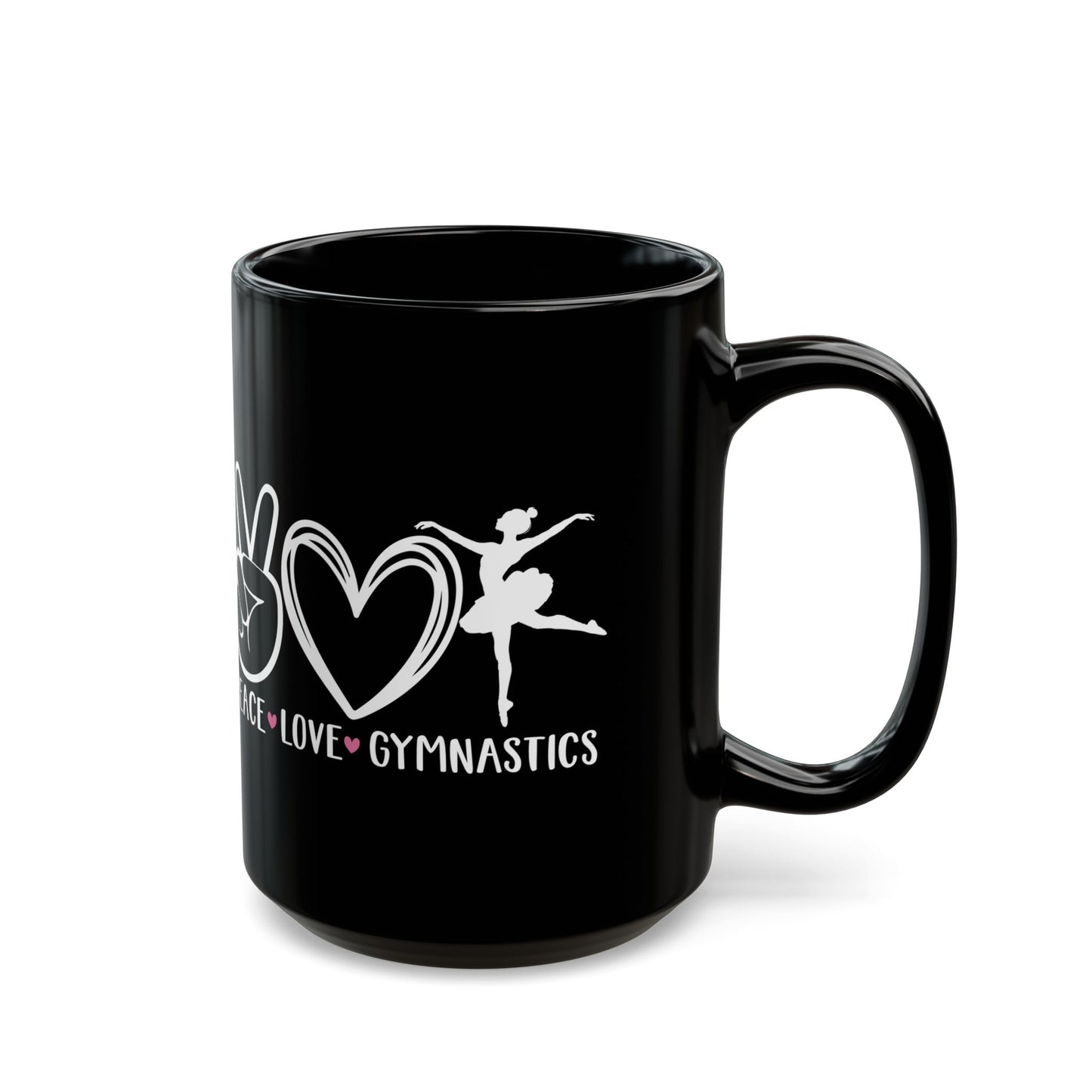 Give a Gift to a Gymnastics Fan – Peace Love Gymnastics Mug Black Ceramic Coffee Cup