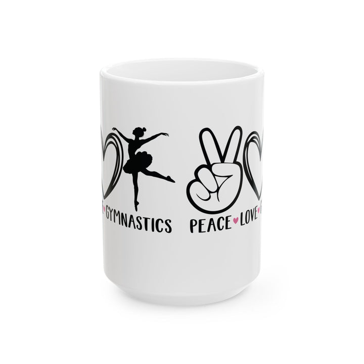 Give a Gift to a Gymnast – Peace Love Gymnastics Mug White Ceramic Coffee Cup