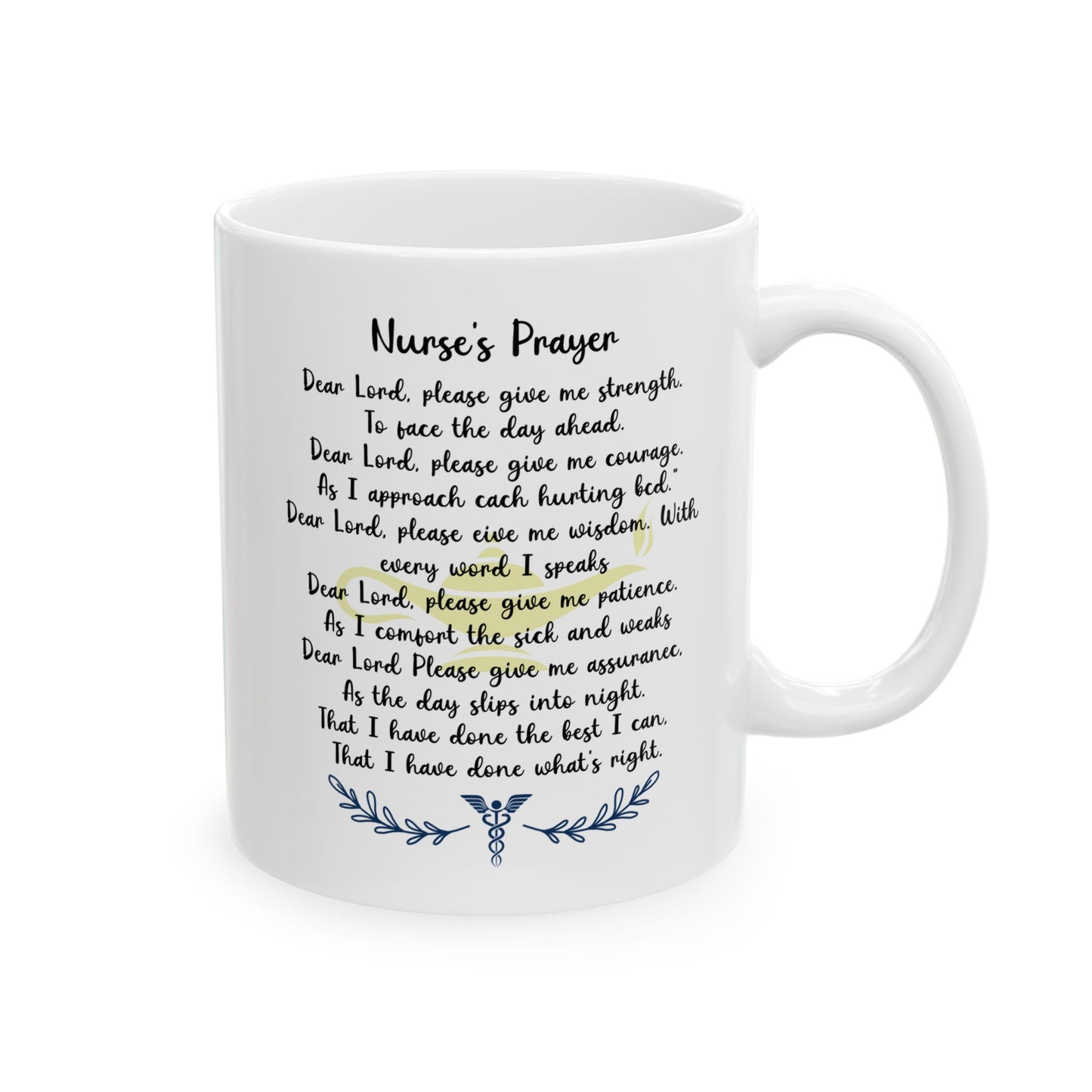 White Nurse Prayer Coffee Mug – Inspirational Christian Gift for RN, LPN, CNA – Thank You Mug for Nurses, Nursing Students, Healthcare Heroes