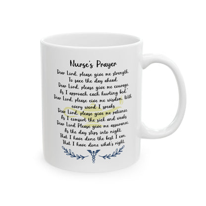 White Nurse Prayer Coffee Mug – Inspirational Christian Gift for RN, LPN, CNA – Thank You Mug for Nurses, Nursing Students, Healthcare Heroes