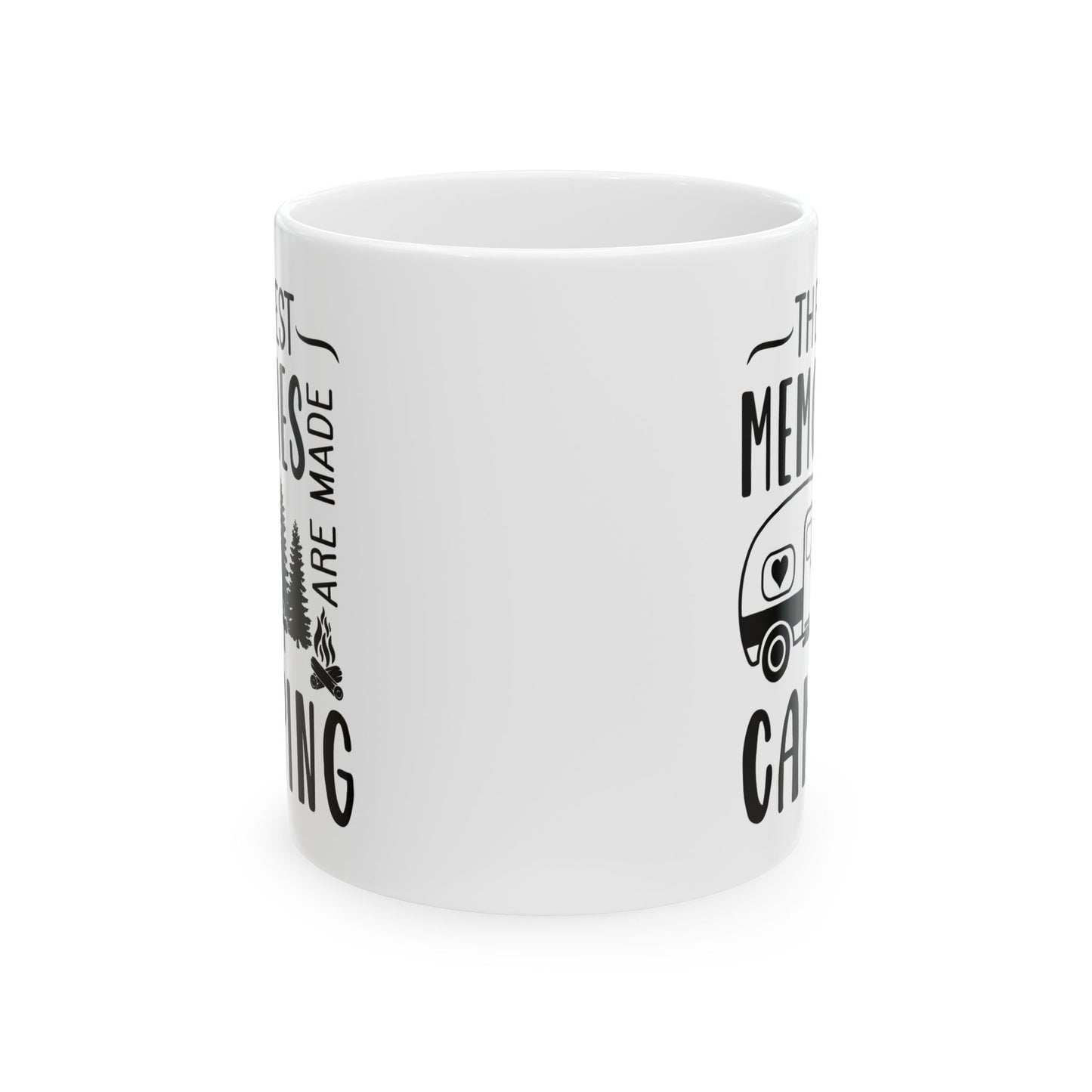 Minimalist Black Camping Design  Ceramic Mug, (11oz, 15oz)