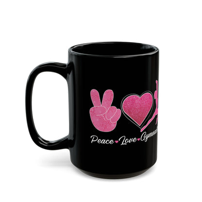 Peach Love Gymnastics Black Mug (11oz, 15oz)