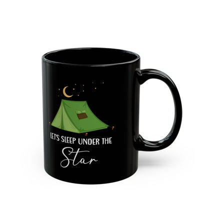 Green Camping Tent Under Moon and Stars Ceramic Mug, (11oz, 15oz)