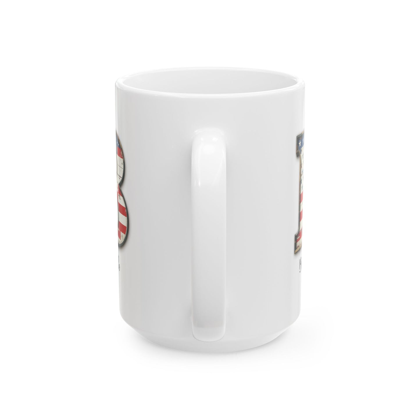 Mug - Patriotic American Flag Letter B with Kevin Name - Vintage Red, White, and Blue Design