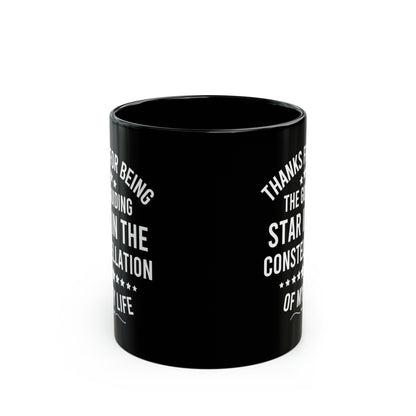 Guiding Star Coffee Mug Thanks for Being the Star in My Life Black Ceramic Inspirational Gift