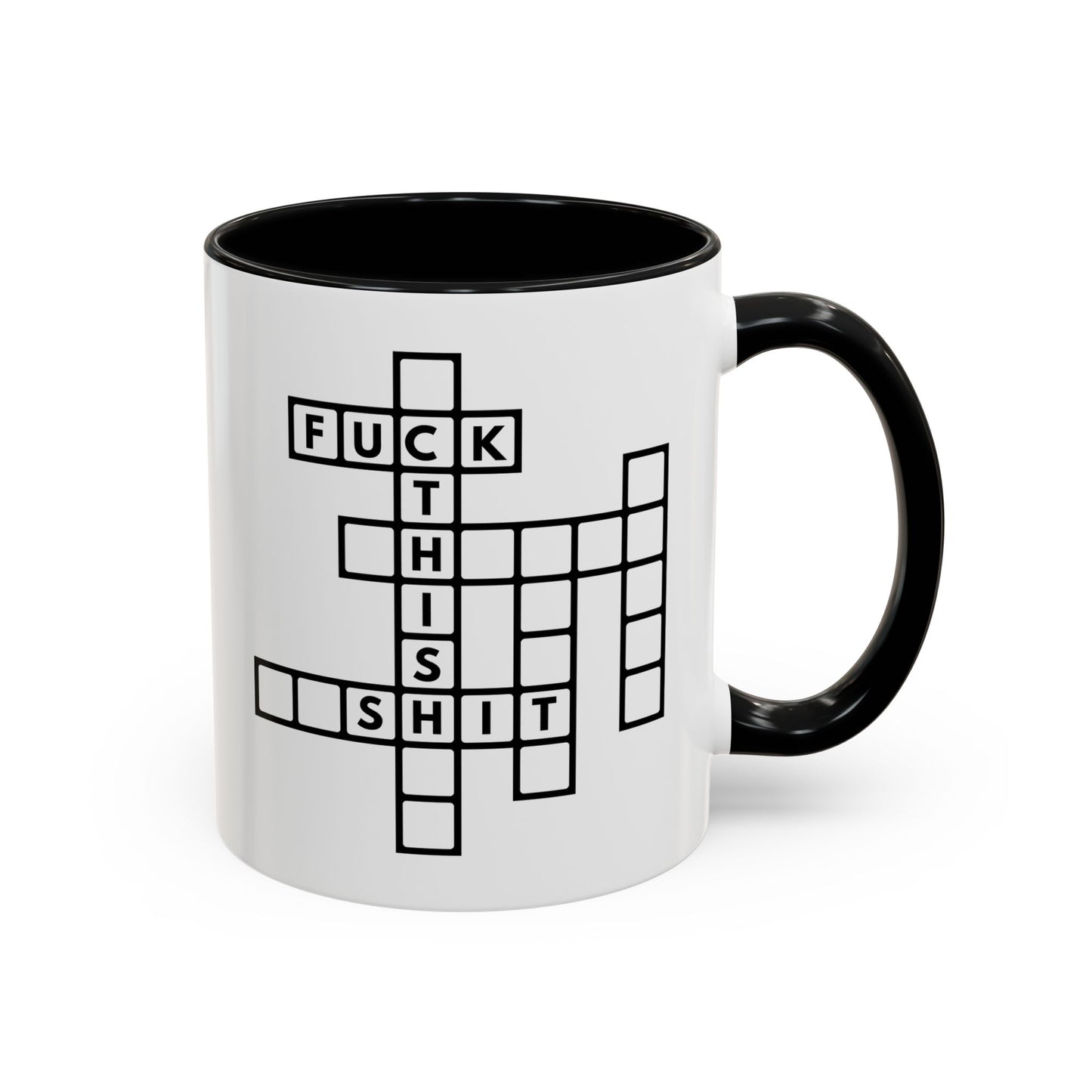 Fuck this shit funny crossword puzzle Accent Coffee Mug (11, 15oz)
