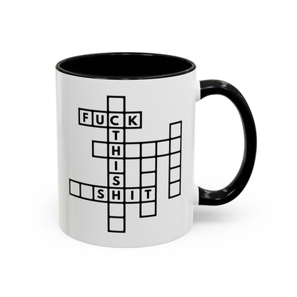 Copy of Fuck this shit funny crossword puzzle Accent Coffee Mug (11, 15oz)