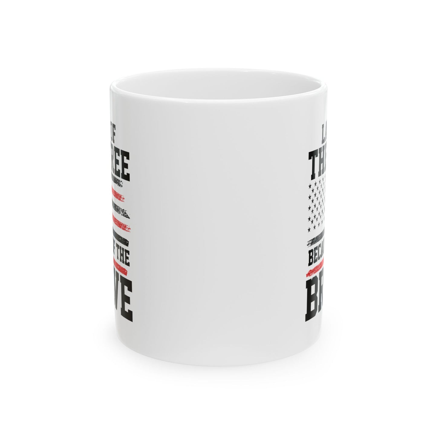 Land of the Free Because of the Brave Mug – White Patriotic Coffee Cup for Veterans, Military, 4th of July, Memorial Day, Independence Day – USA Flag Gift for Men & Women