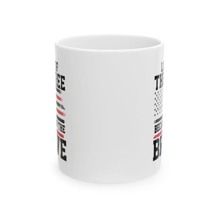 Land of the Free Because of the Brave Mug – White Patriotic Coffee Cup for Veterans, Military, 4th of July, Memorial Day, Independence Day – USA Flag Gift for Men & Women