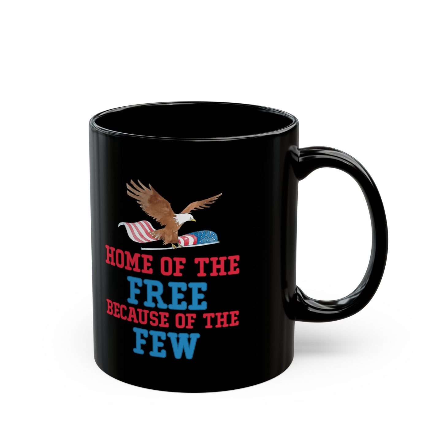 Home of the Free – Because of the Few Black Ceramic Patriotic Mug Military Eagle Coffee Cup