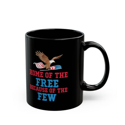 Home of the Free – Because of the Few Black Ceramic Patriotic Mug Military Eagle Coffee Cup