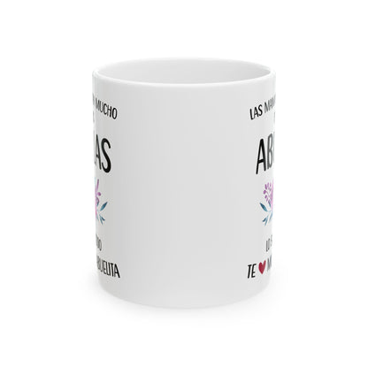 Las Abuelas Lo Saben Todo Mug – Floral Grandmother Appreciation White Ceramic Mug