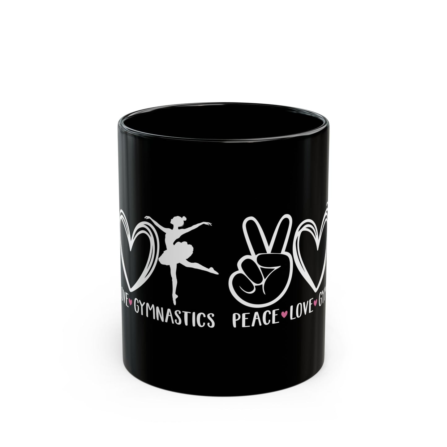 Give a Gift to a Gymnastics Fan – Peace Love Gymnastics Mug Black Ceramic Coffee Cup