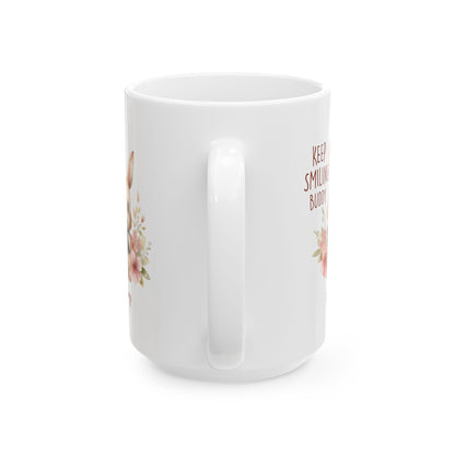 Keep Smiling Buddy Bunny Mug – Personalized Cute Gift with Name