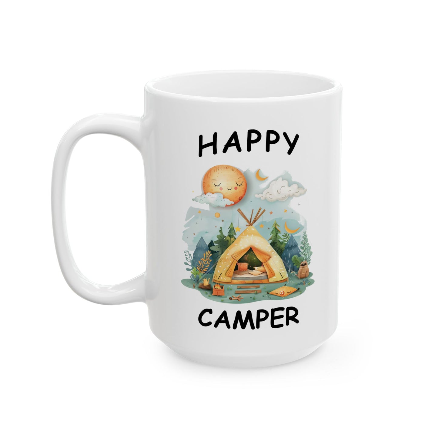 Happy Camper Ceramic Mug, (11oz, 15oz)