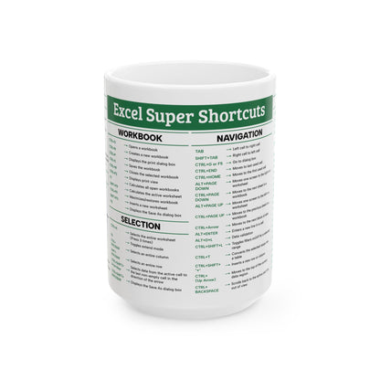Excel Super Shortcuts Mug Ceramic Mug, (11oz, 15oz)
