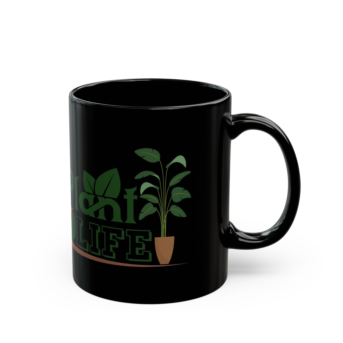 Give a Gift to a Plant Lover – Plant Life Mug Black Ceramic Coffee Cup for Gardeners
