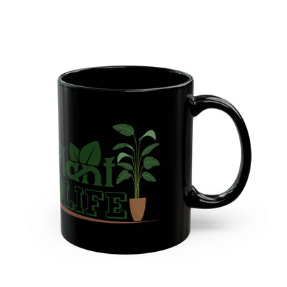 Give a Gift to a Plant Lover – Plant Life Mug Black Ceramic Coffee Cup for Gardeners