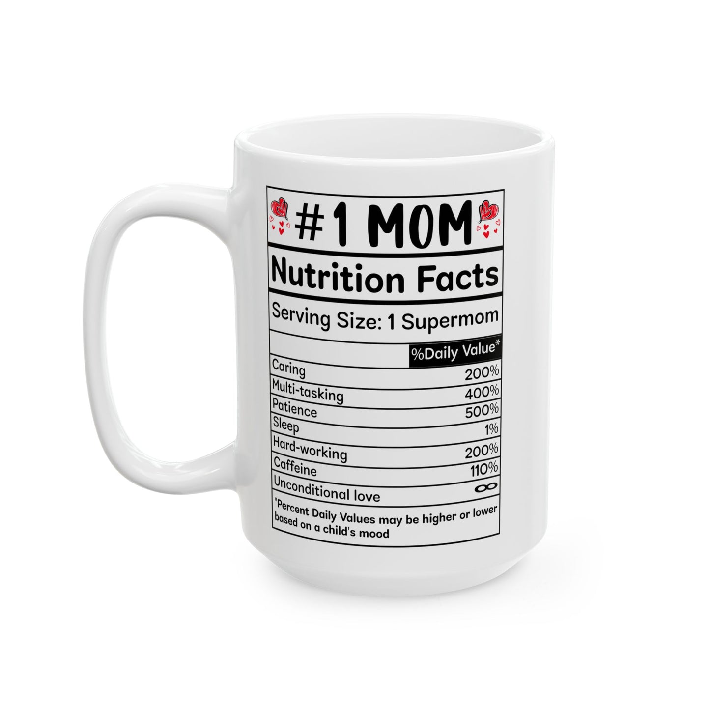 mom nutrition facts White Mug, (11oz, 15oz)