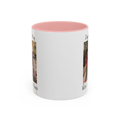 Family Fall Fashion - Mom, Dad, and Daughter in Stylish Outerwear Outdoors Mug