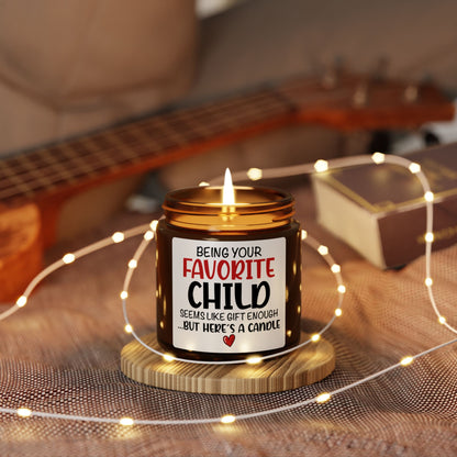 Funny Favorite Child Candle  Scented Soy Candle (Multi-Size, Amber Jar)