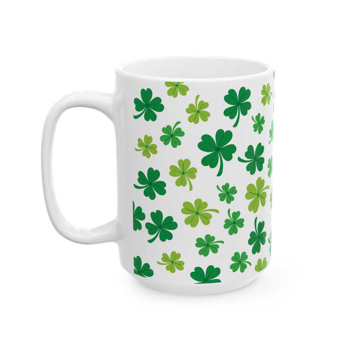 White Shamrock Mug – St. Patrick’s Day Lucky Clover Coffee Cup Gift
