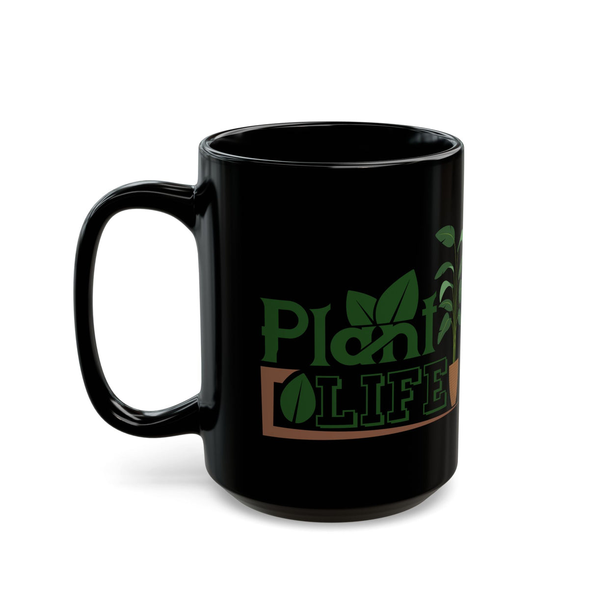 Give a Gift to a Plant Lover – Plant Life Mug Black Ceramic Coffee Cup for Gardeners