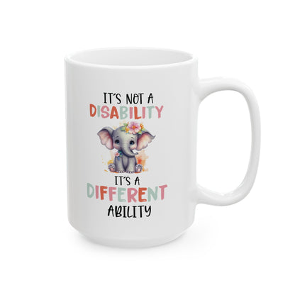 Different Ability Elephant Mug – Motivational Coffee Cup for Supporters and Advocates