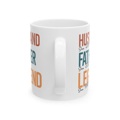 Husband Father Legend White Mug, (11oz, 15oz)