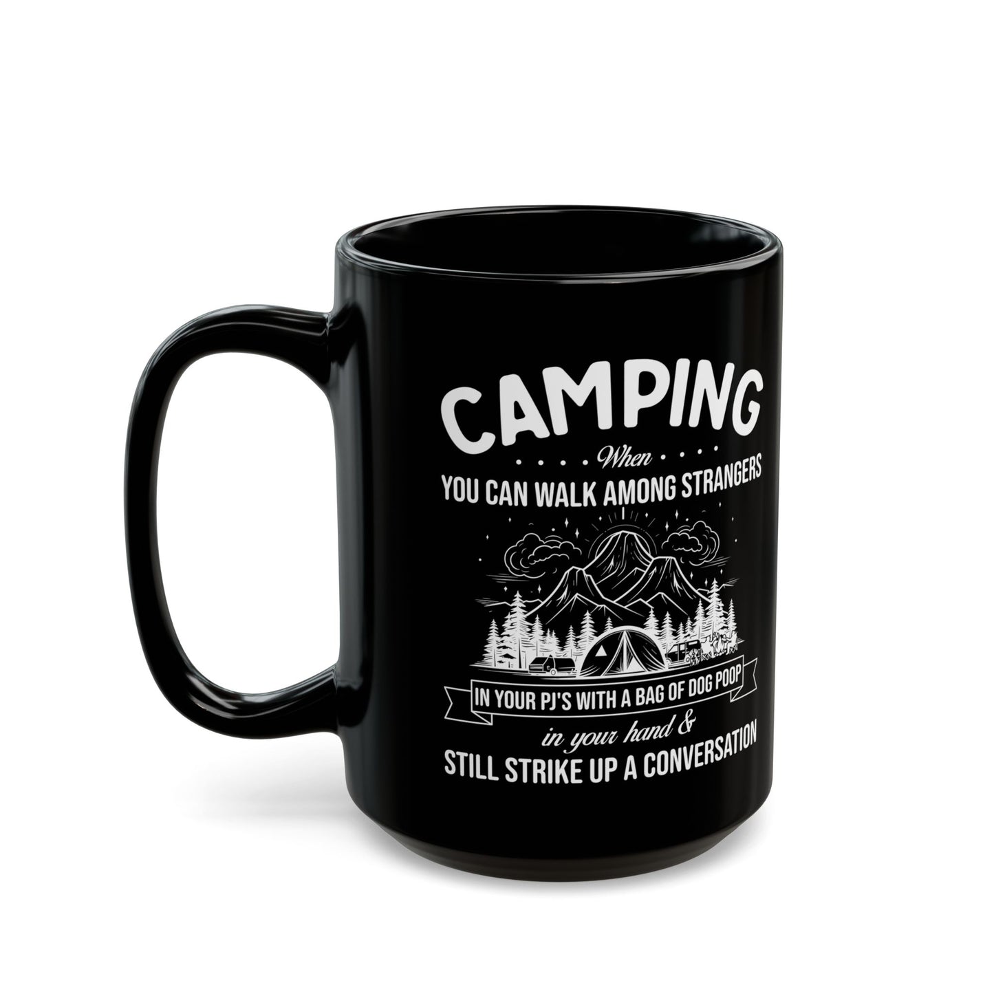Minimalist Camping Adventure Design Ceramic Mug, (11oz, 15oz)