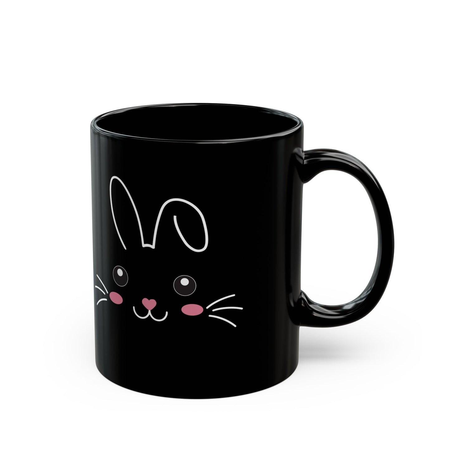 Cute Bunny Face Black Mug – Adorable Animal Gift for Kids