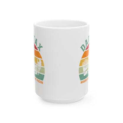 Dad Tax Mug – White Retro Sunset Snack Design