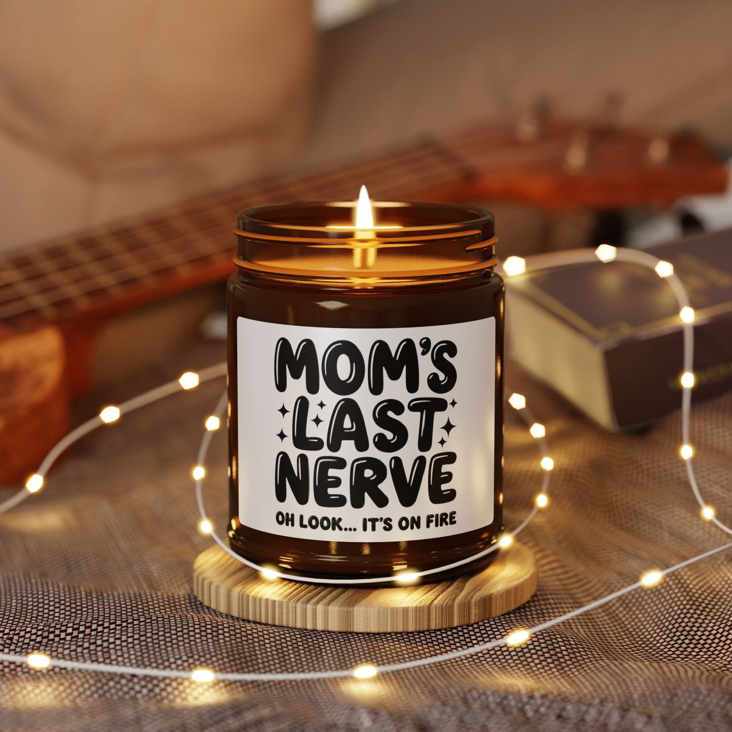 Mom’s Last Nerve Candle  Scented Soy Candle (Multi-Size, Amber Jar)