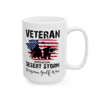 Give a Gift to a Desert Storm Veteran – Persian Gulf War Mug White Ceramic Patriotic Coffee Cup
