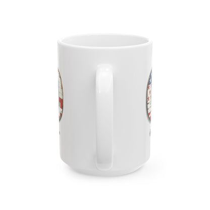 Mug - Patriotic American Flag Letter O with Kevin Name - Vintage Red, White, and Blue Design