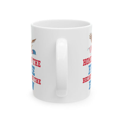 Home of the Free – Because of the Few White Ceramic Patriotic Mug Military Eagle Coffee Cup