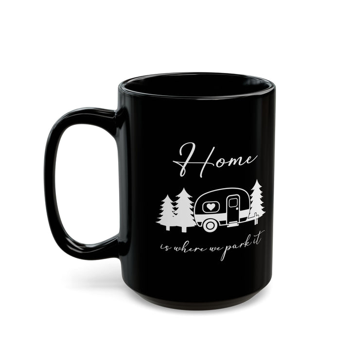 Minimalist Black Camping Design  Ceramic Mug, (11oz, 15oz)