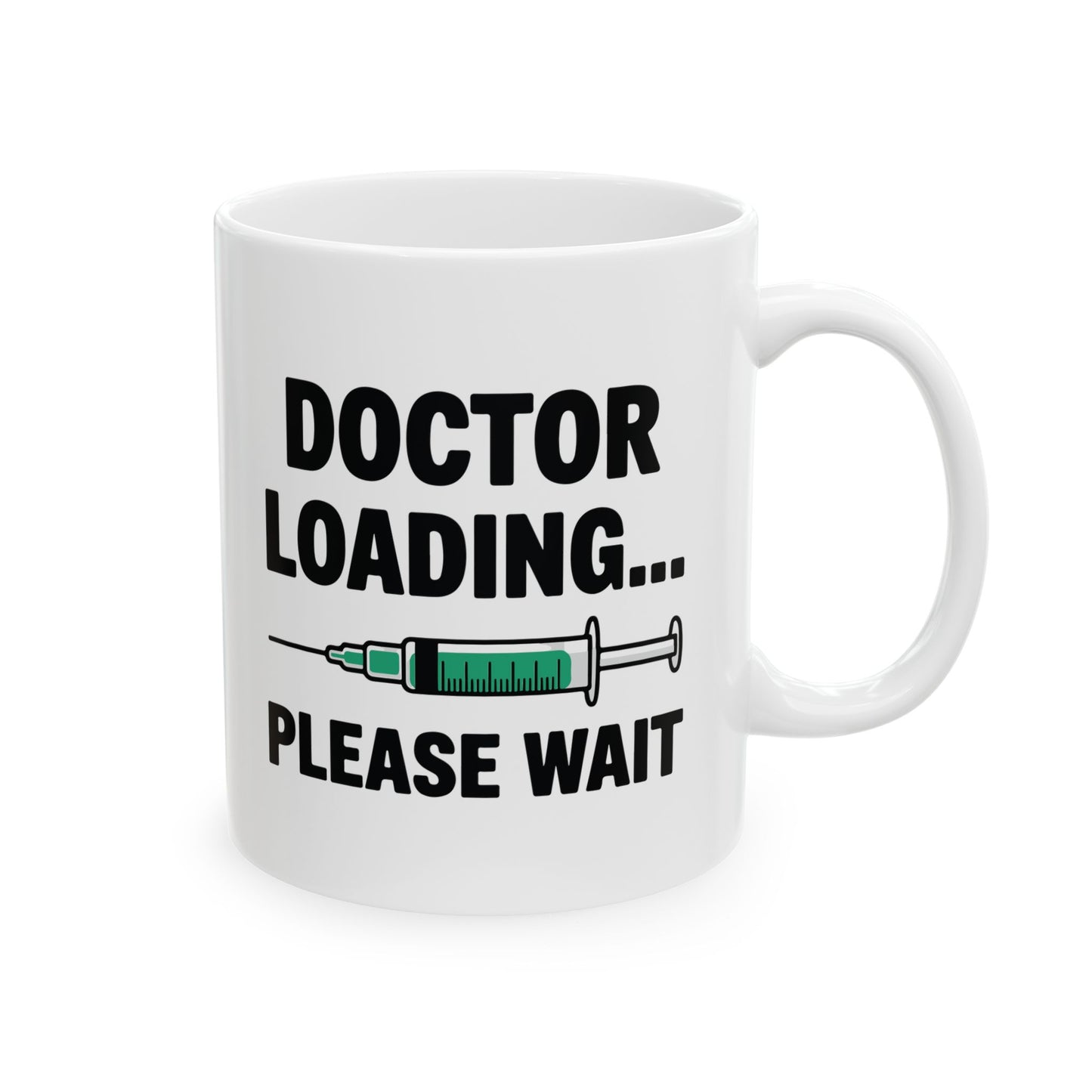 White Ceramic Coffee Cup with Syringe Graphic – Perfect Gift for Medical Students, Future Doctors, Nurses & PA Students