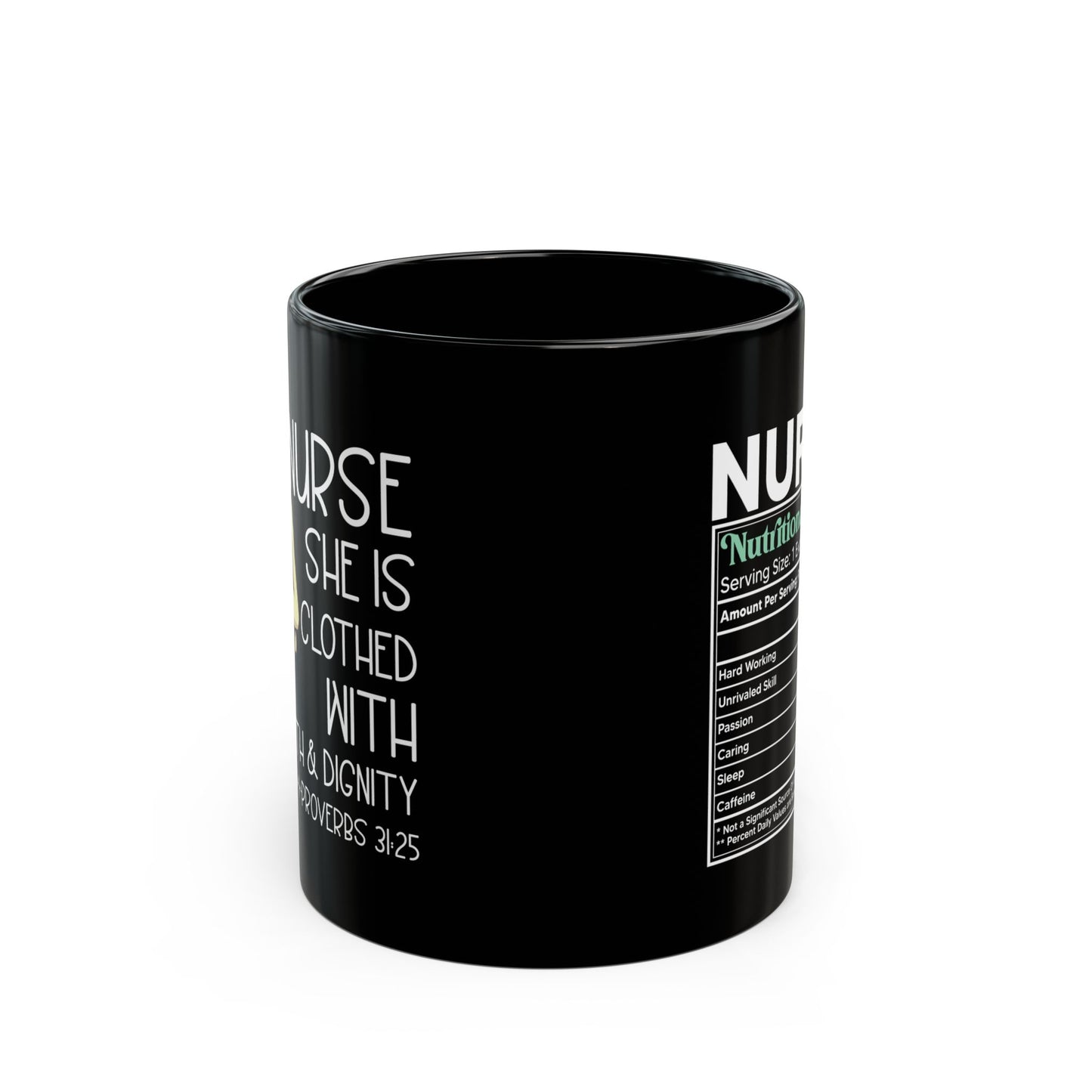 NURSE Nutritional Facts 11oz & 15oz  Black mug