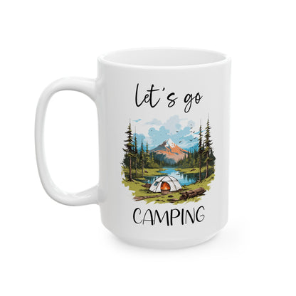 Scenic Camping Adventure Shirt  Ceramic Mug, (11oz, 15oz)