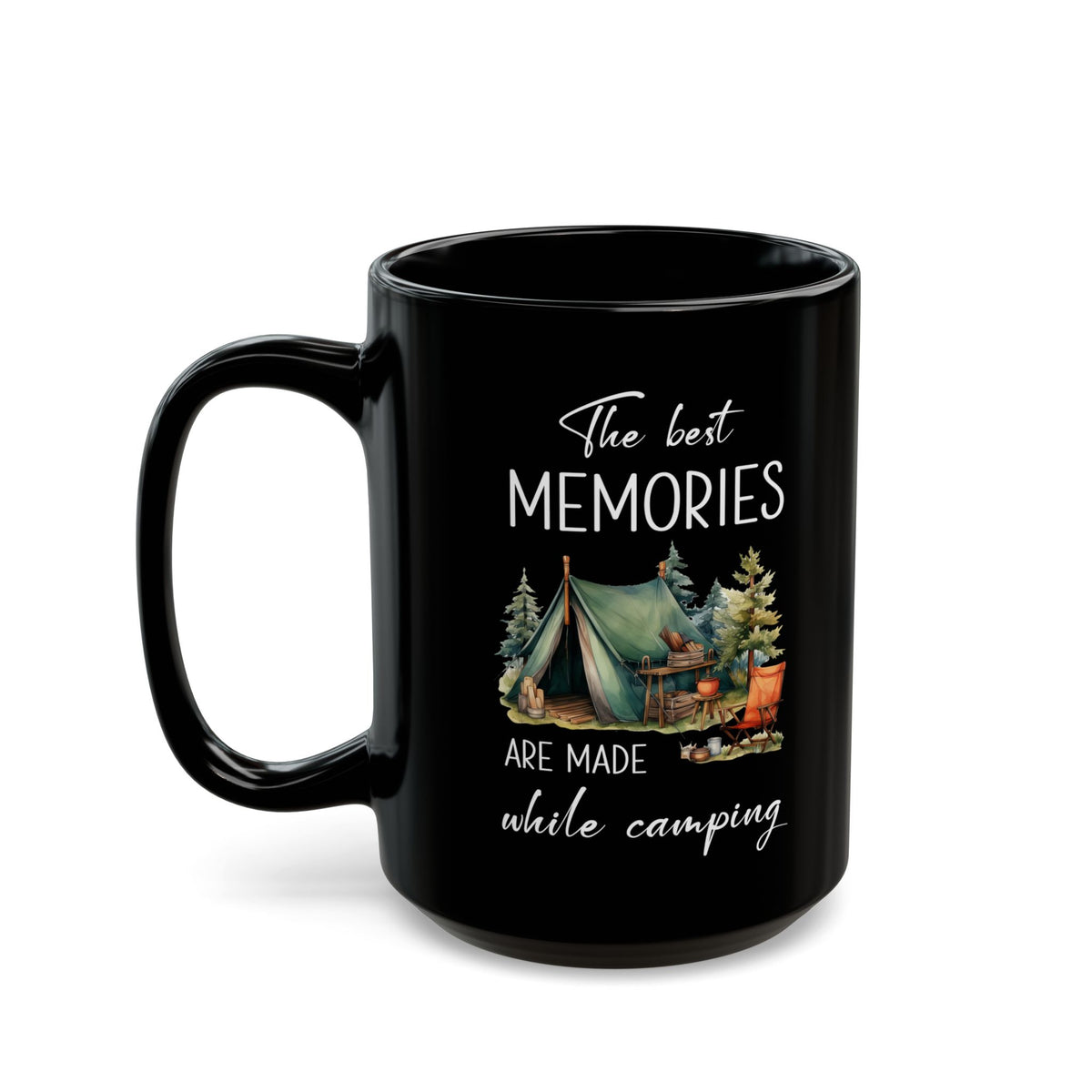 Rustic Forest Camping Tent Ceramic Mug, (11oz, 15oz)
