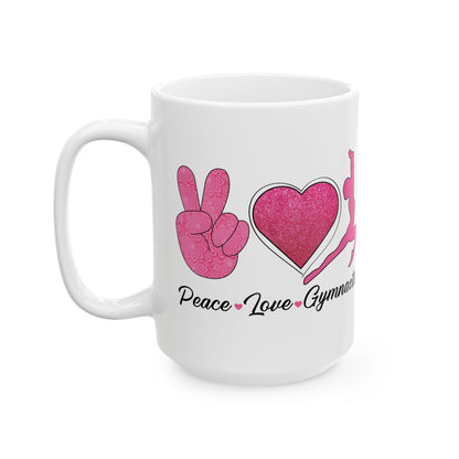 Peach Love Gymnastics White Mug, (11oz, 15oz)