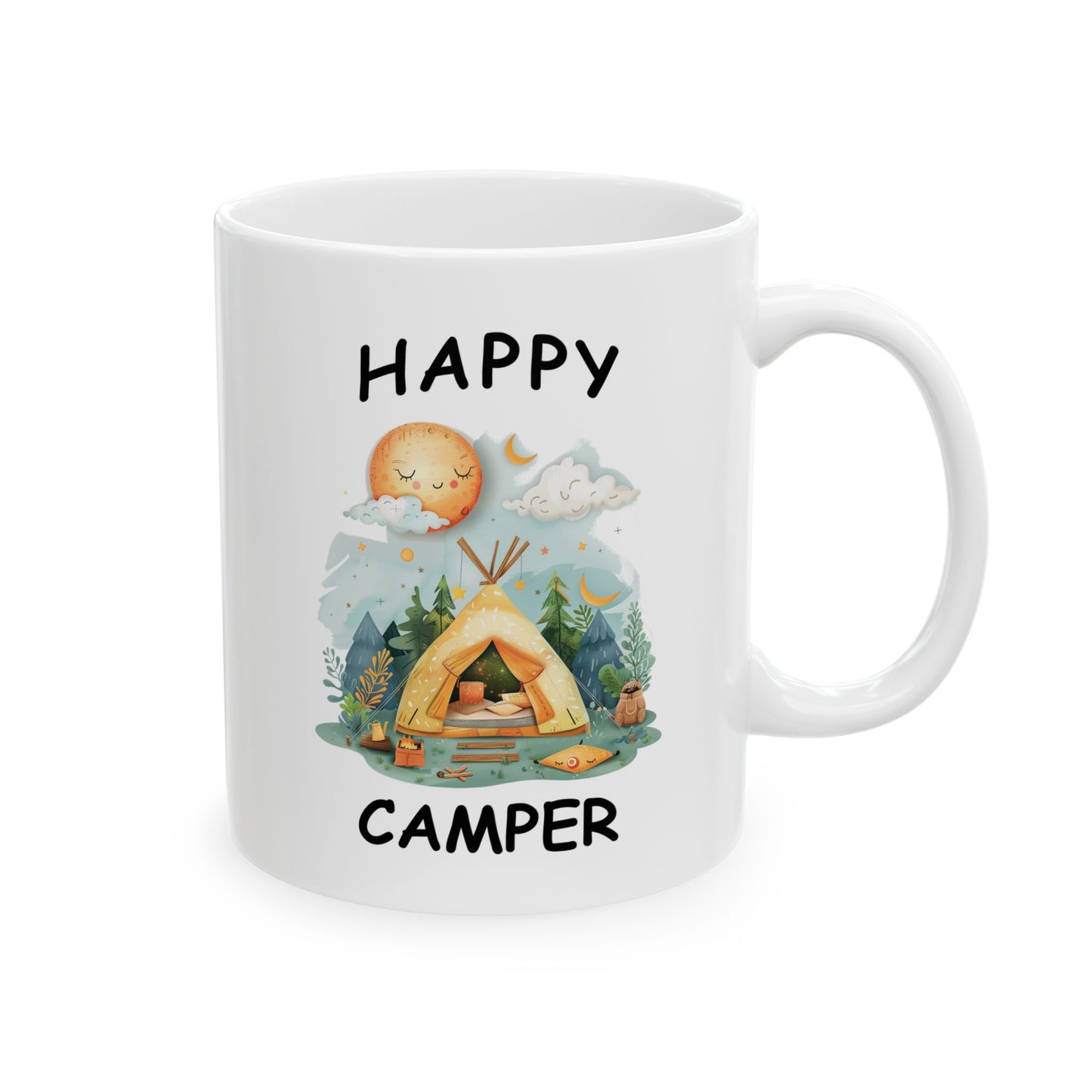 Happy Camper Ceramic Mug, (11oz, 15oz)