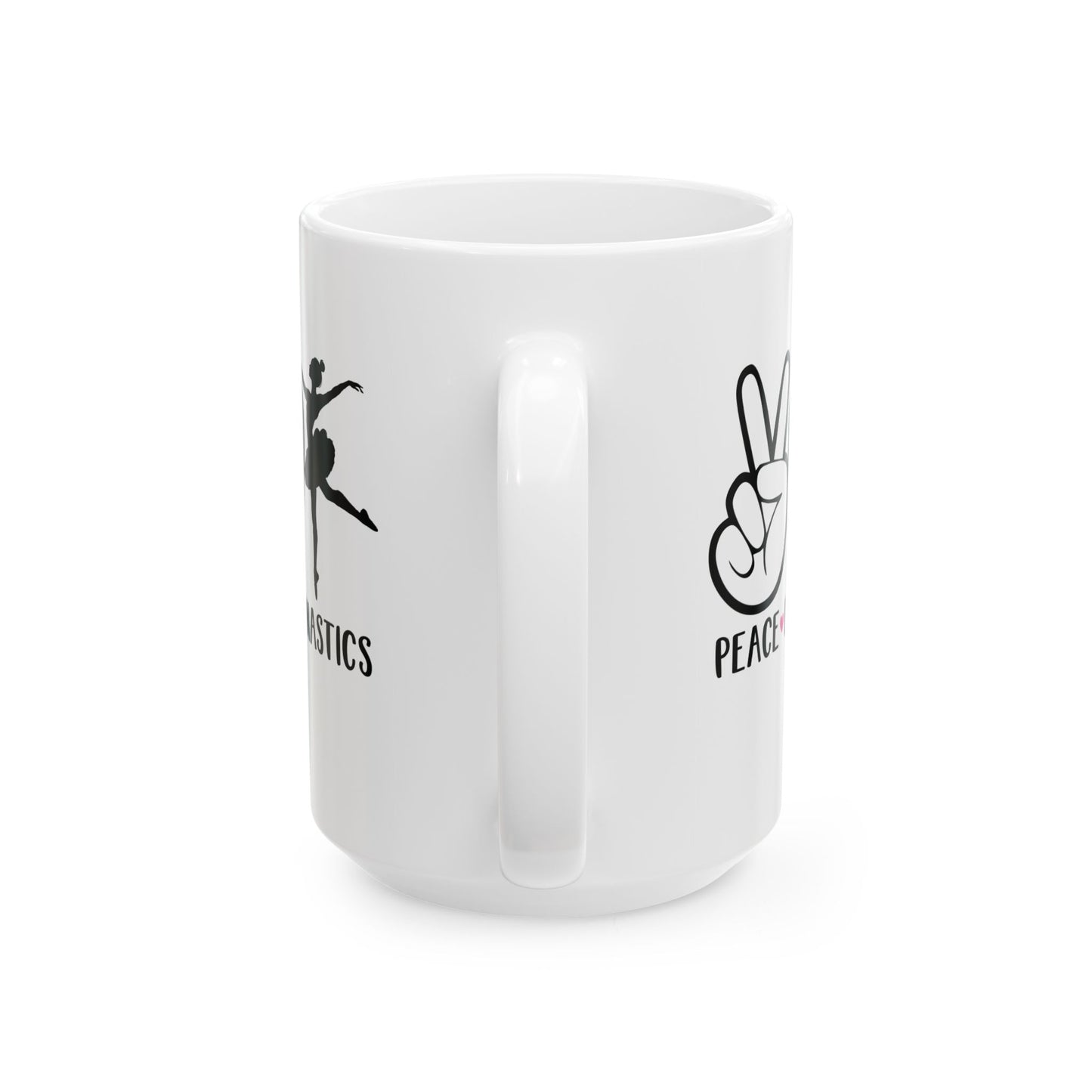 Give a Gift to a Gymnast – Peace Love Gymnastics Mug White Ceramic Coffee Cup