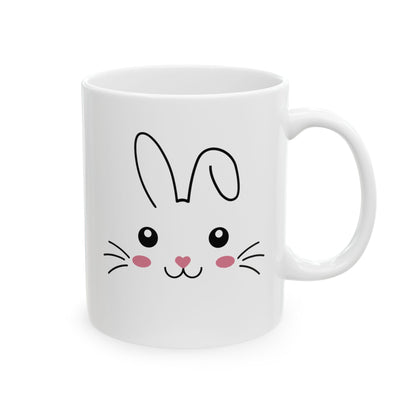 Cute Bunny Face White Mug – Adorable Easter Gift for Kids