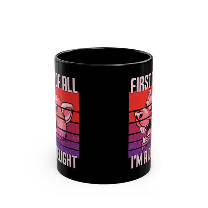 First of All, I'm a Delight Mug – Black Ceramic with Wolf Design